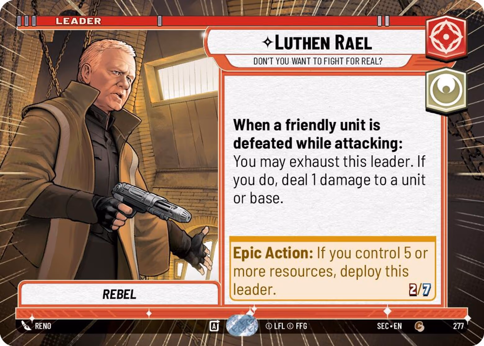 Luthen Rael - Don't You Want to Fight For Real? SEC-277 Hyperspace Star Wars Unlimited card