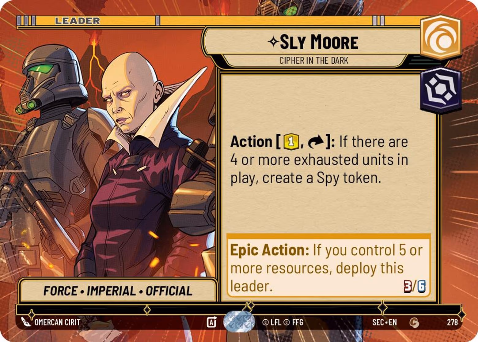 Sly Moore - Cipher in the Dark SEC-278 Hyperspace Star Wars Unlimited card