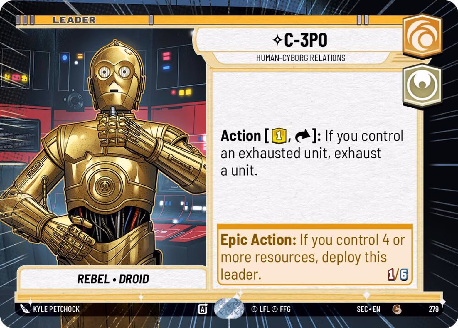 C-3P0 - Human-Cyborg Relations SEC-279 Hyperspace Star Wars Unlimited card