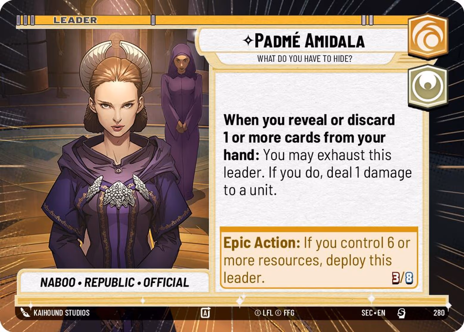 Padmé Amidala - What Do You Have to Hide? SEC-280 Hyperspace Star Wars Unlimited card