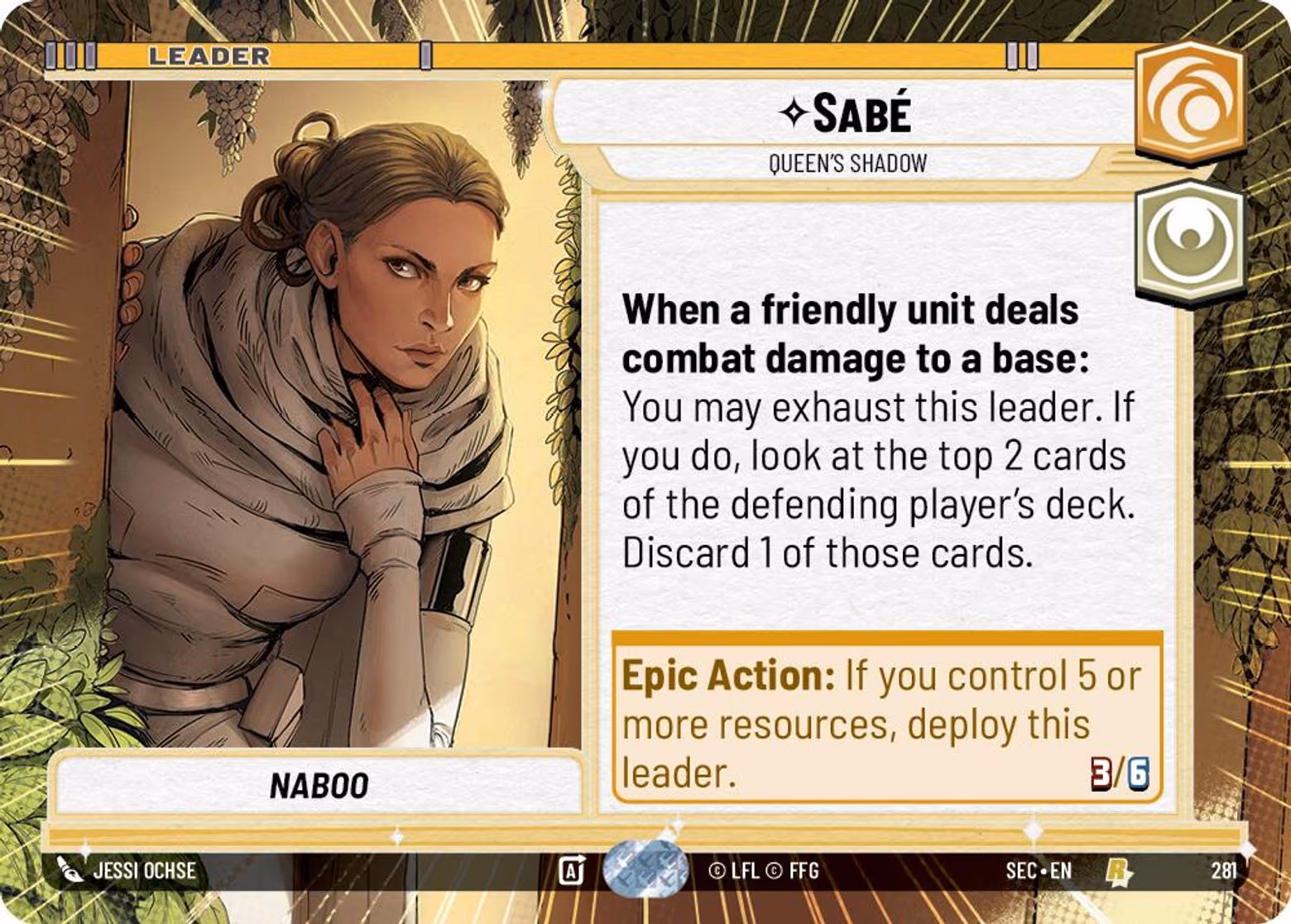 Sabé - Queen's Shadow SEC-281 Hyperspace Star Wars Unlimited card
