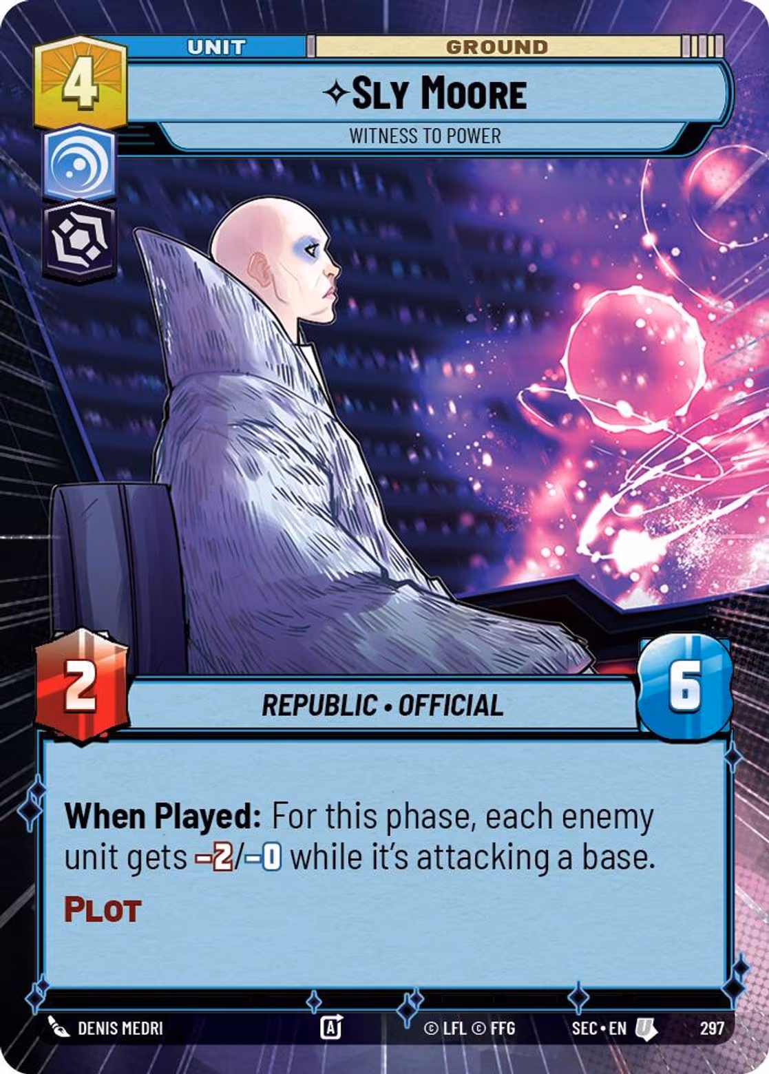 Sly Moore - Witness to Power SEC-297 Hyperspace Star Wars Unlimited card