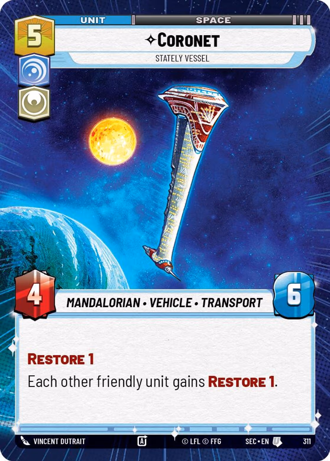 Coronet - Stately Vessel SEC-311 Hyperspace Star Wars Unlimited card