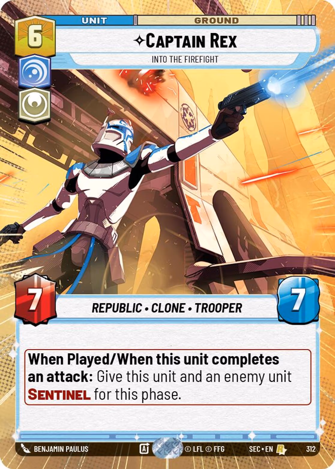 Captain Rex - Into the Firefight SEC-312 Hyperspace Star Wars Unlimited card