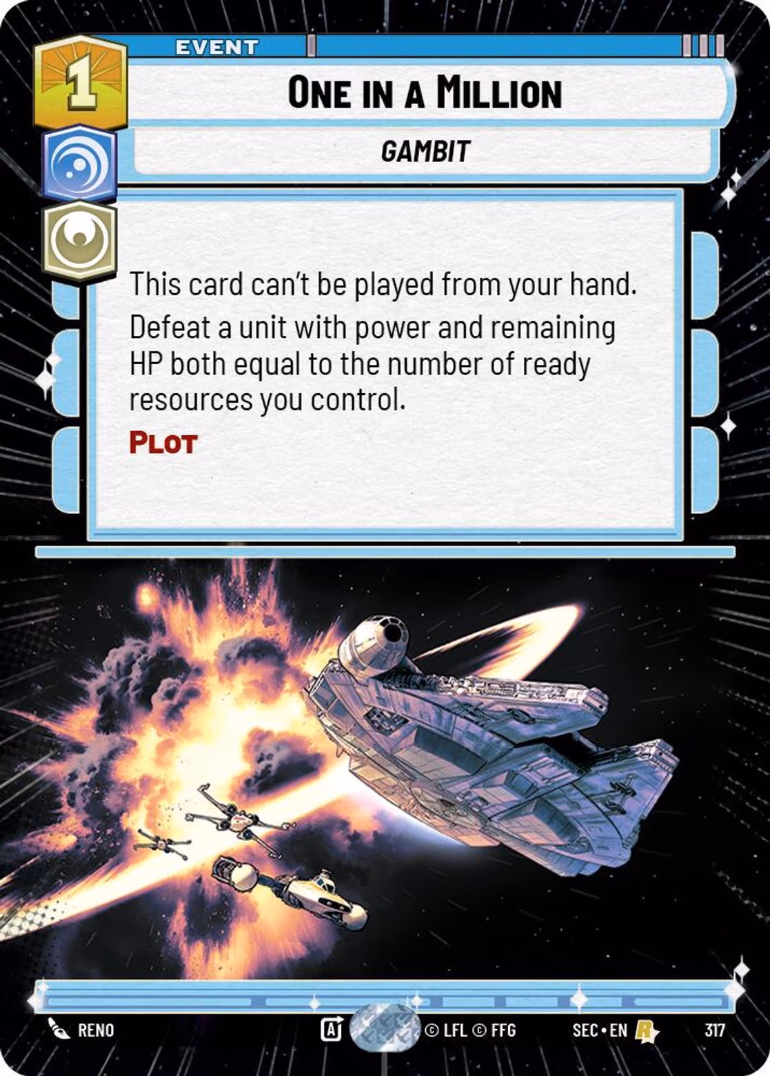 One in a Million SEC-317 Hyperspace Star Wars Unlimited card