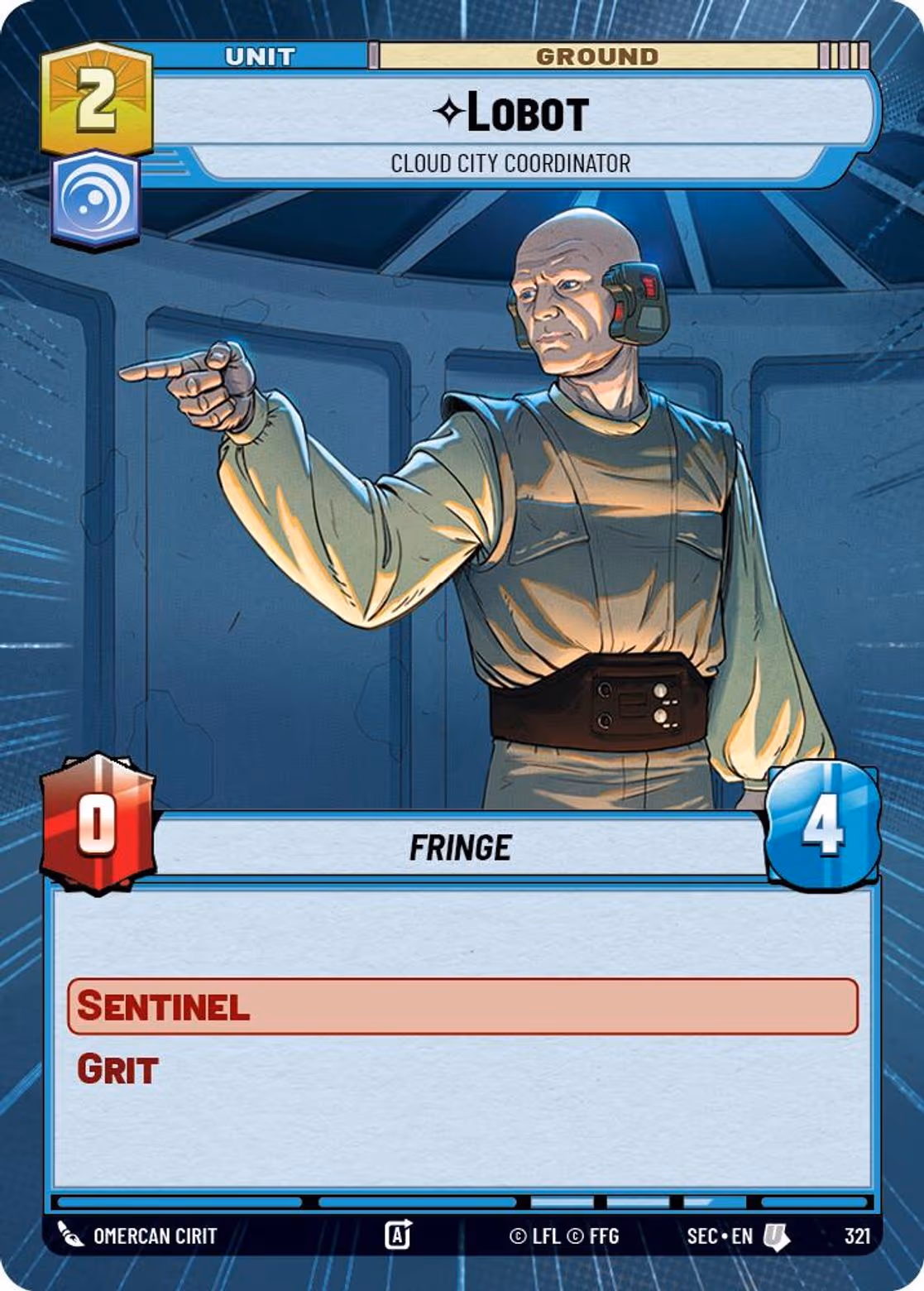 Lobot - Cloud City Coordinator SEC-321 Hyperspace Star Wars Unlimited card