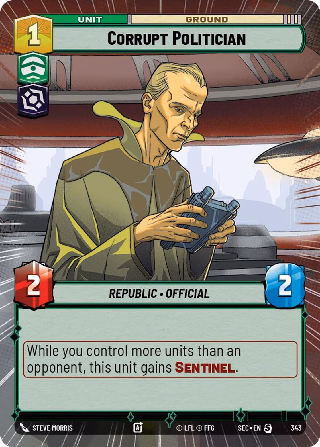 Corrupt Politician SEC-343 Hyperspace Star Wars Unlimited card