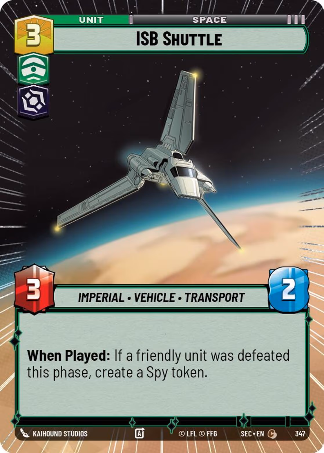 ISB Shuttle SEC-347 Hyperspace Star Wars Unlimited card