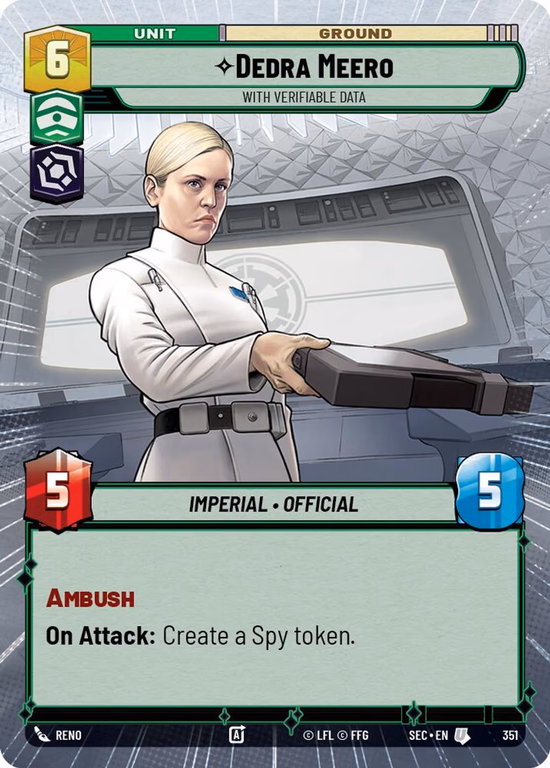 Dedra Meero - With Verifiable Data SEC-351 Hyperspace Star Wars Unlimited card