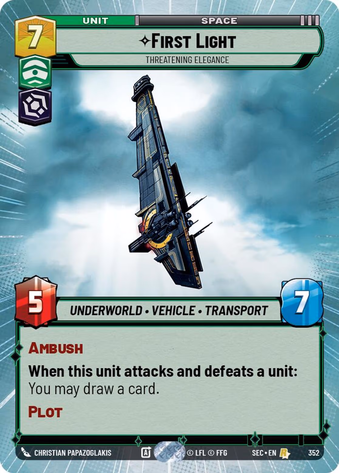 First Light - Threatening Elegance SEC-352 Hyperspace Star Wars Unlimited card