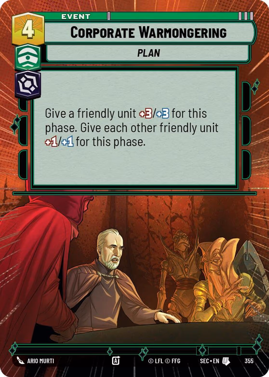 Corporate Warmongering SEC-355 Hyperspace Star Wars Unlimited card