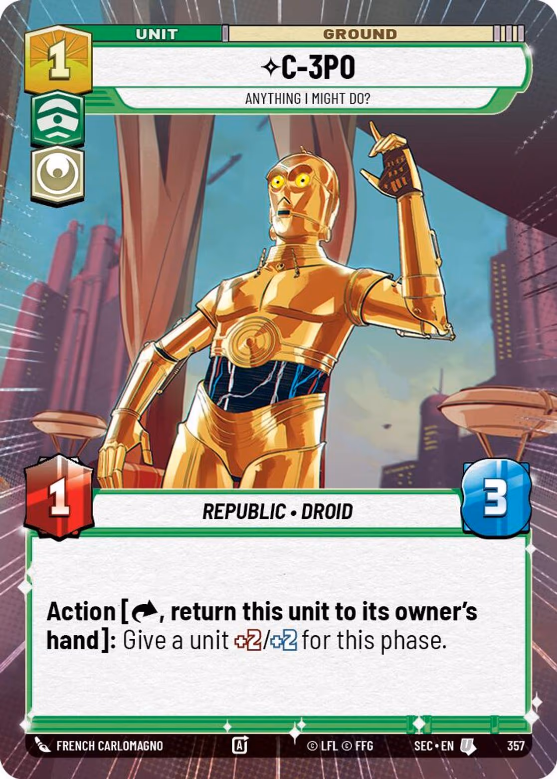 C-3P0 - Anything I Might Do? SEC-357 Hyperspace Star Wars Unlimited card