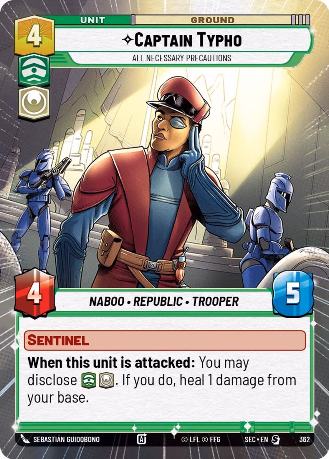 Captain Typho - All Necessary Precautions SEC-362 Hyperspace Star Wars Unlimited card