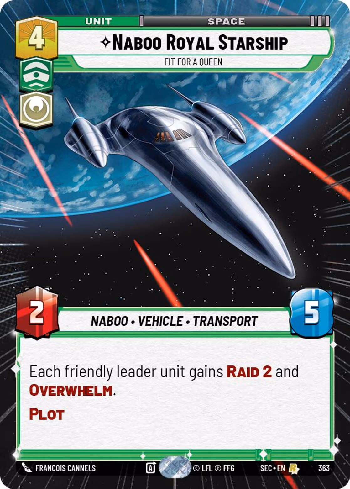 Naboo Royal Starship - Fit For A Queen SEC-363 Hyperspace Star Wars Unlimited card