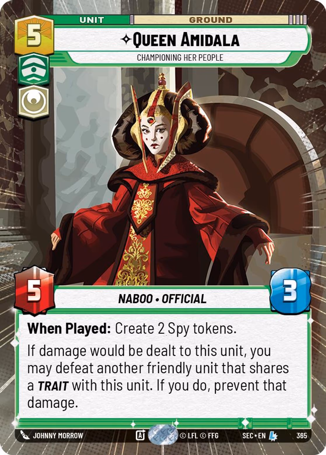 Queen Amidala - Championing Her People SEC-365 Hyperspace Star Wars Unlimited card