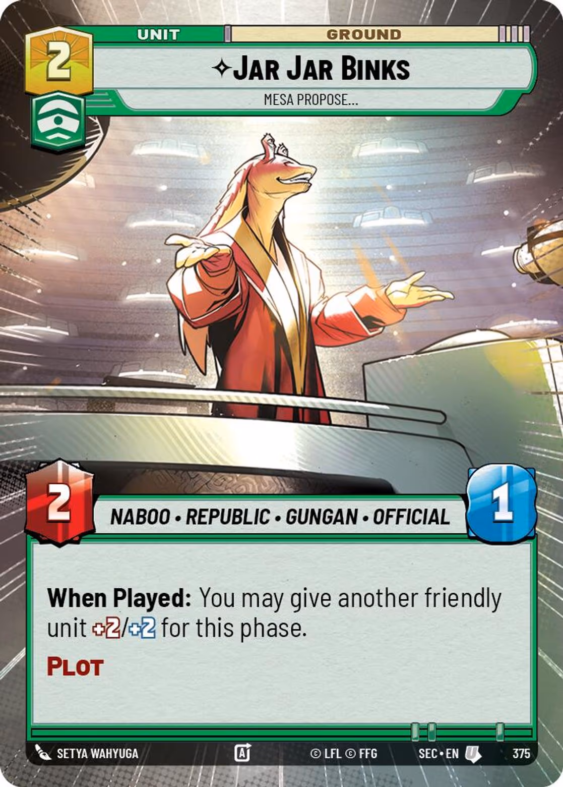 Jar Jar Binks - Mesa Propose SEC-375 Hyperspace Star Wars Unlimited card