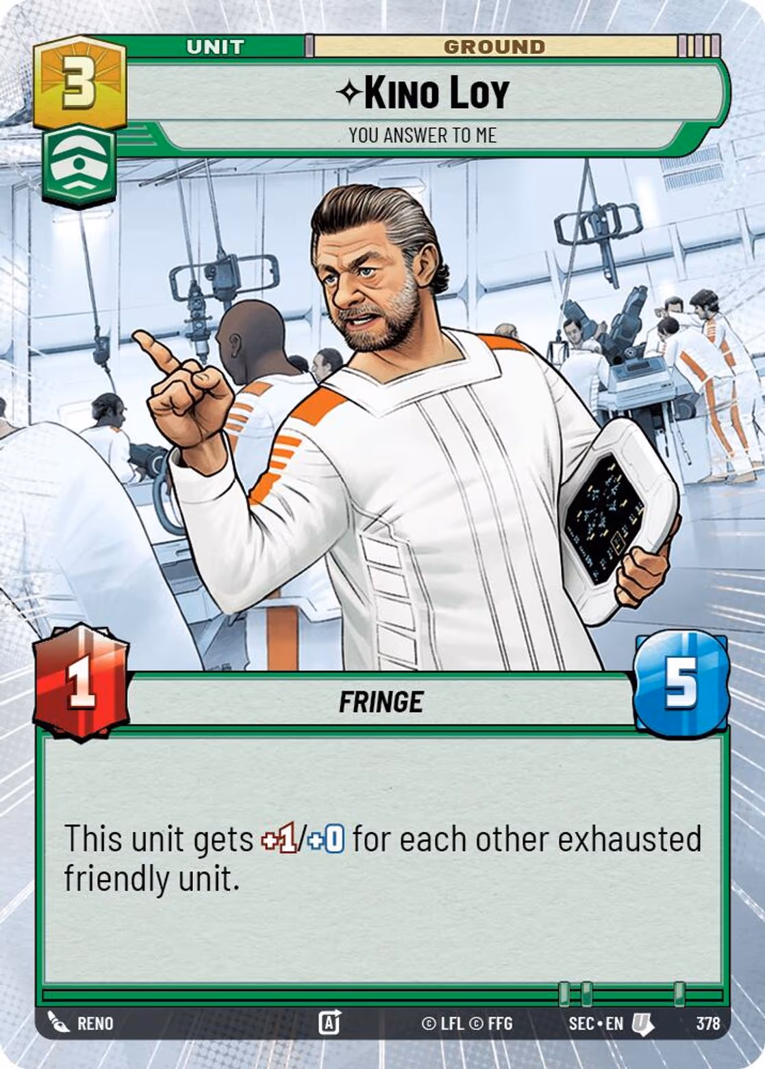Kino Loy - You Answer to Me SEC-378 Hyperspace Star Wars Unlimited card
