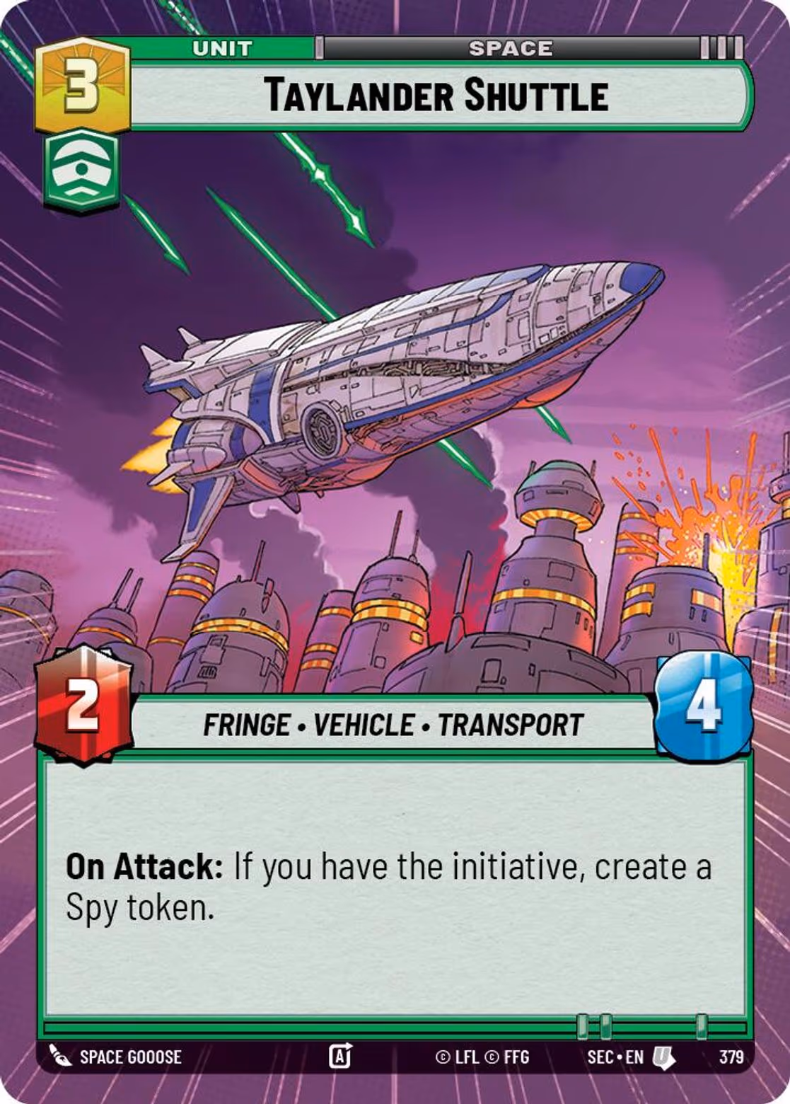 Taylander Shuttle SEC-379 Hyperspace Star Wars Unlimited card