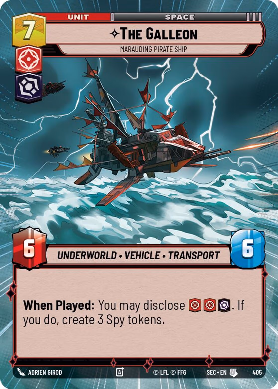 The Galleon - Marauding Pirate Ship SEC-405 Hyperspace Star Wars Unlimited card
