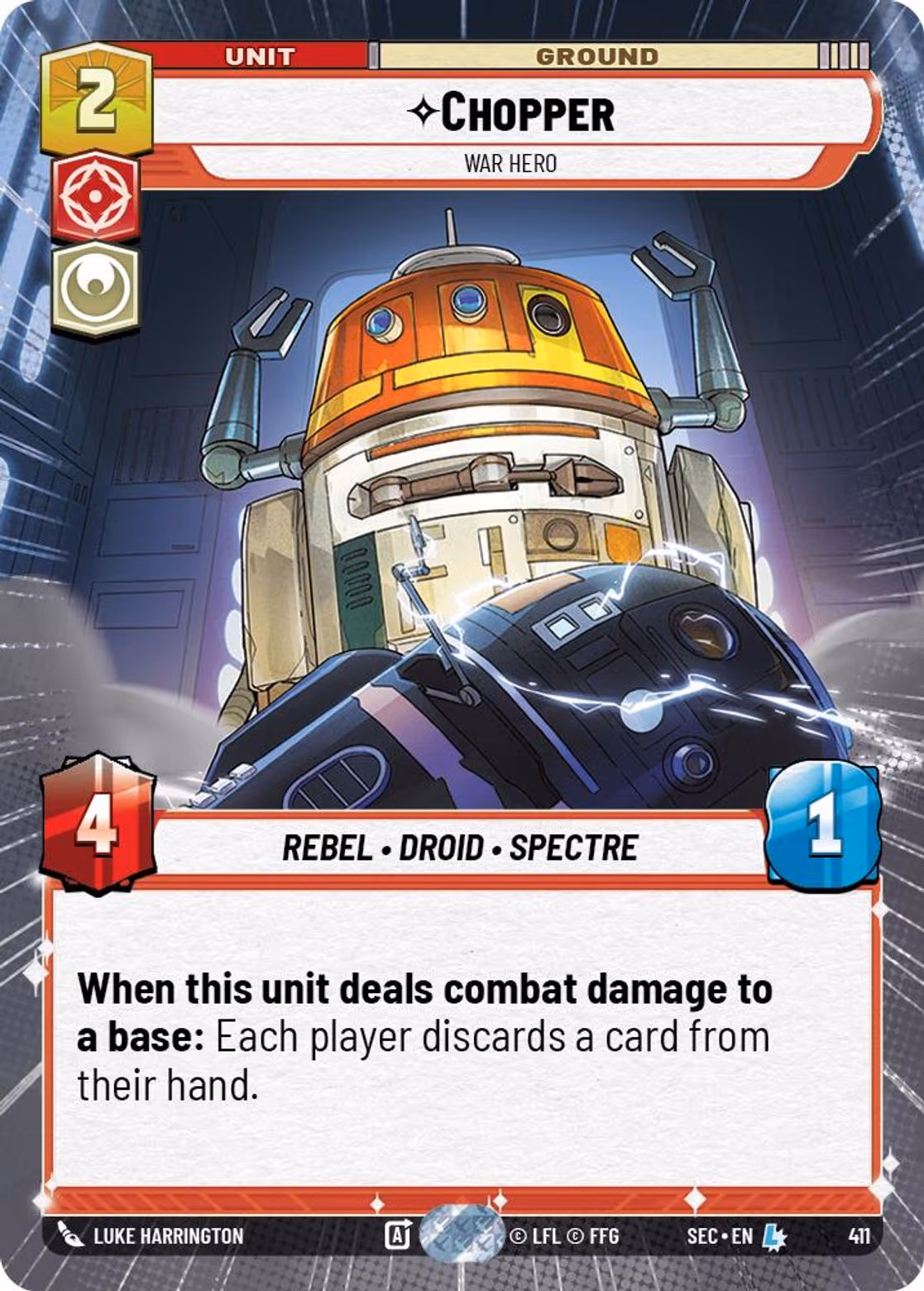 Chopper - War Hero SEC-411 Hyperspace Star Wars Unlimited card