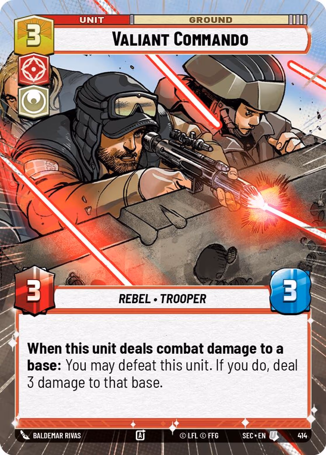 Valiant Commando SEC-414 Hyperspace Star Wars Unlimited card