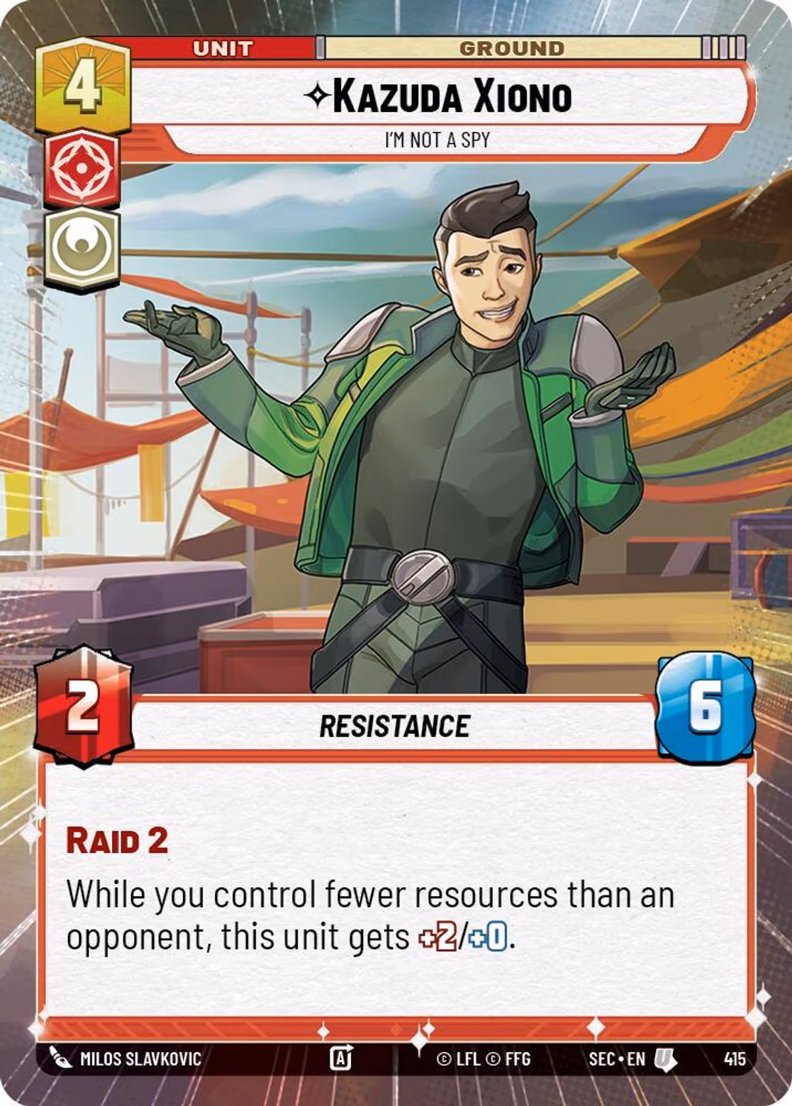 Kazuda Xiono - I'm Not A Spy SEC-415 Hyperspace Star Wars Unlimited card