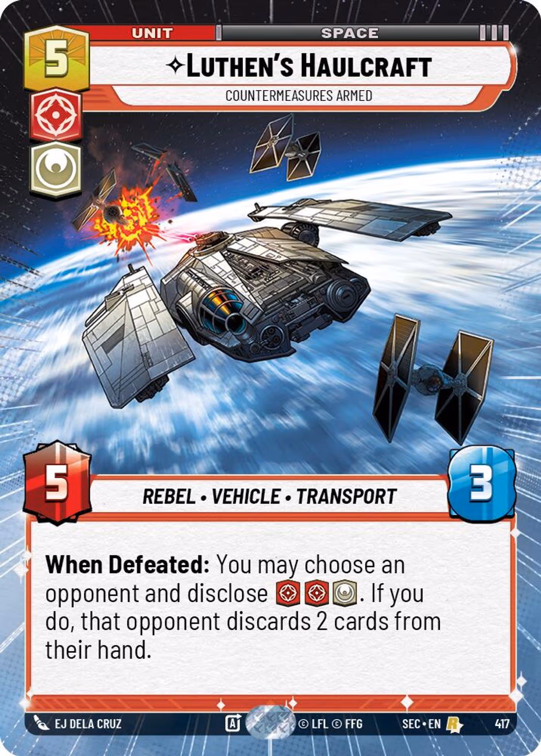 Luthen's Haulcraft - Countermeasures Armed SEC-417 Hyperspace Star Wars Unlimited card