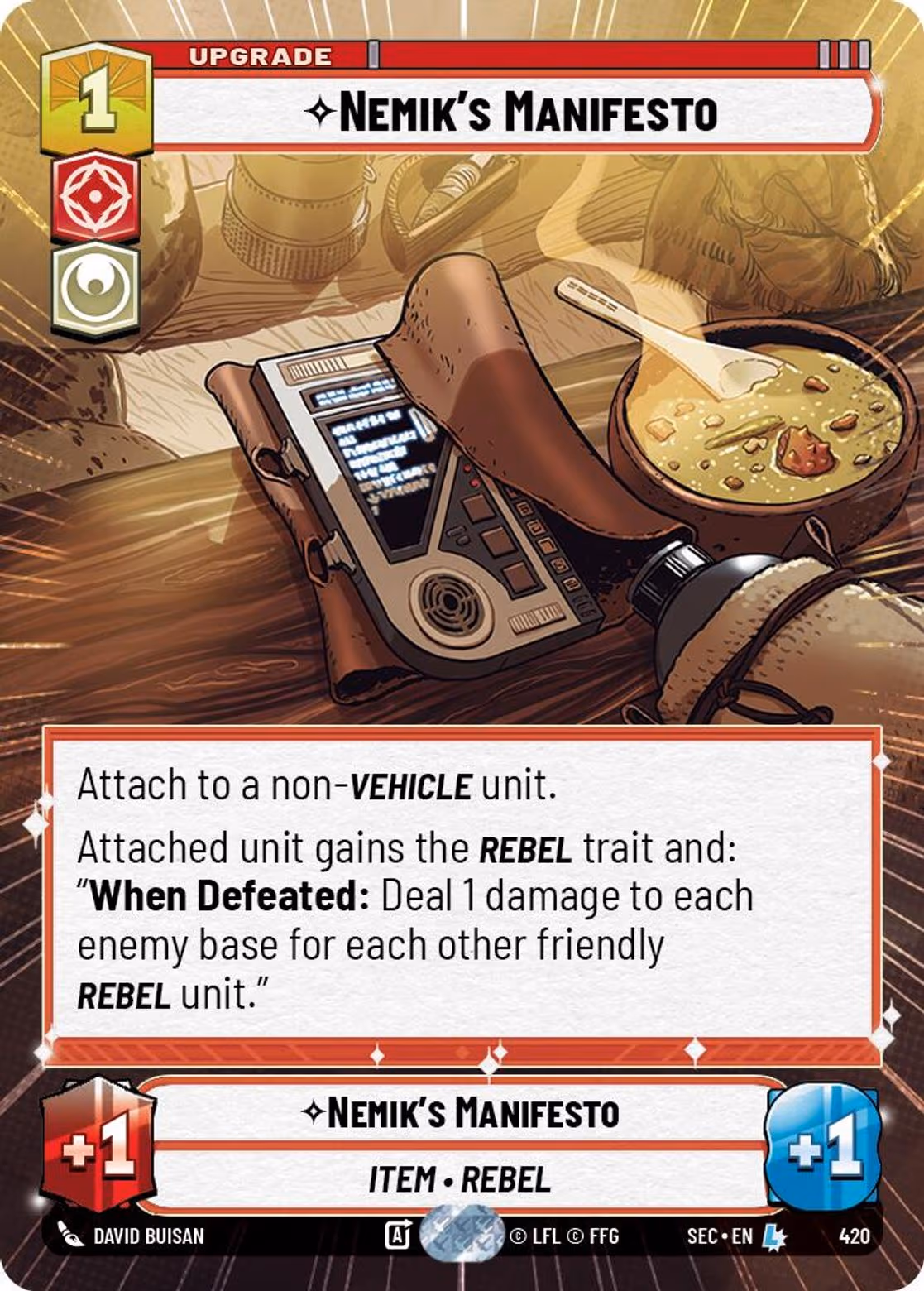 Nemik's Manifesto SEC-420 Hyperspace Star Wars Unlimited card