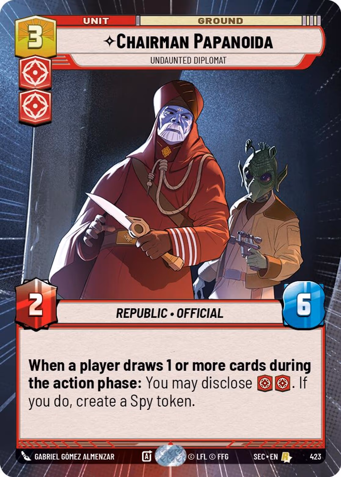 Chairman Papanoida - Undaunted Diplomat SEC-423 Hyperspace Star Wars Unlimited card