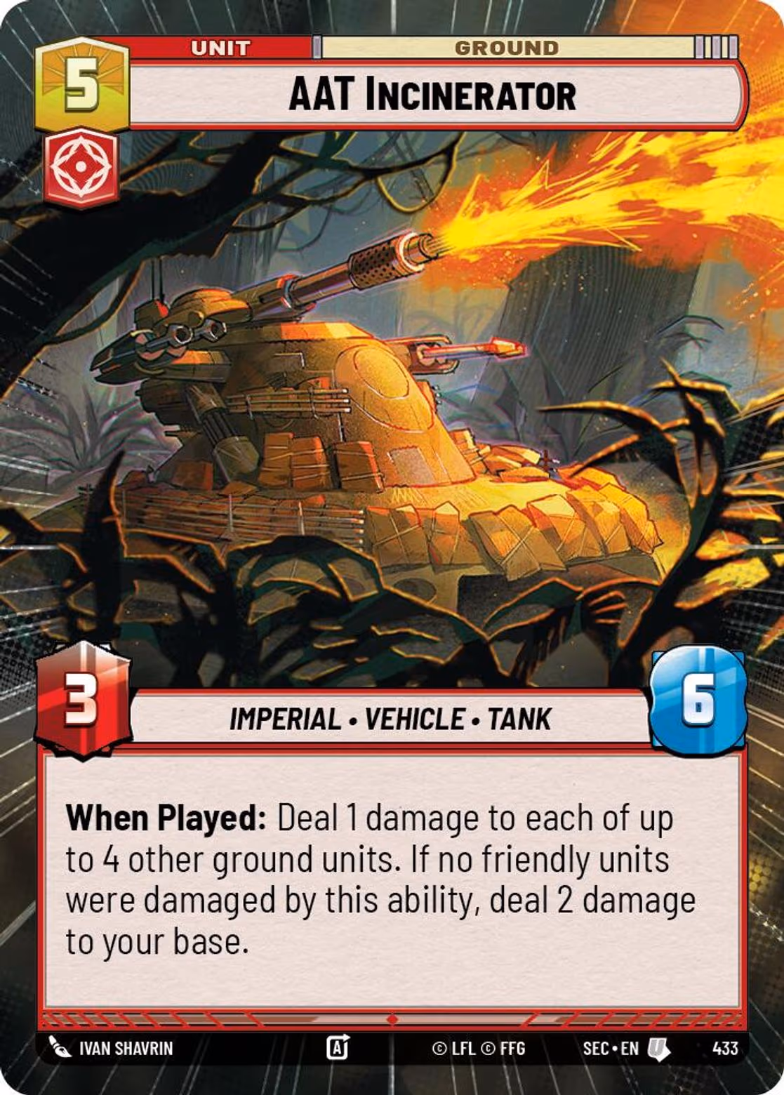 AAT Incinerator SEC-433 Hyperspace Star Wars Unlimited card