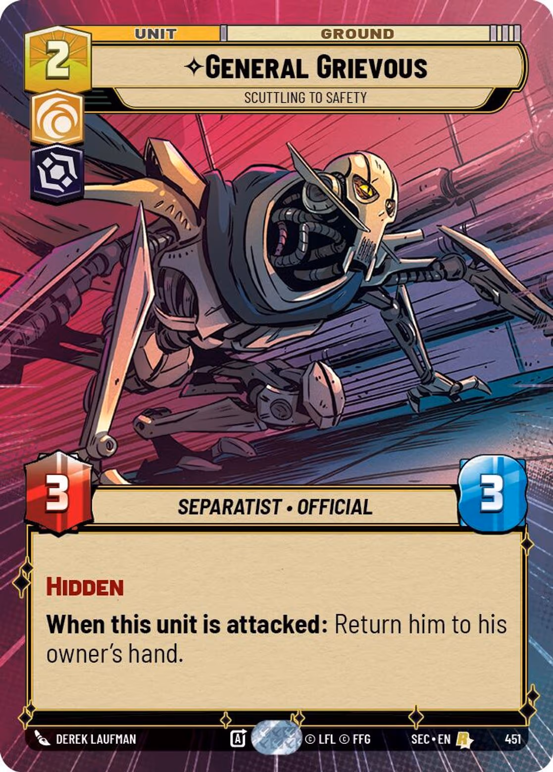 General Grievous - Scuttling to Safety SEC-451 Hyperspace Star Wars Unlimited card