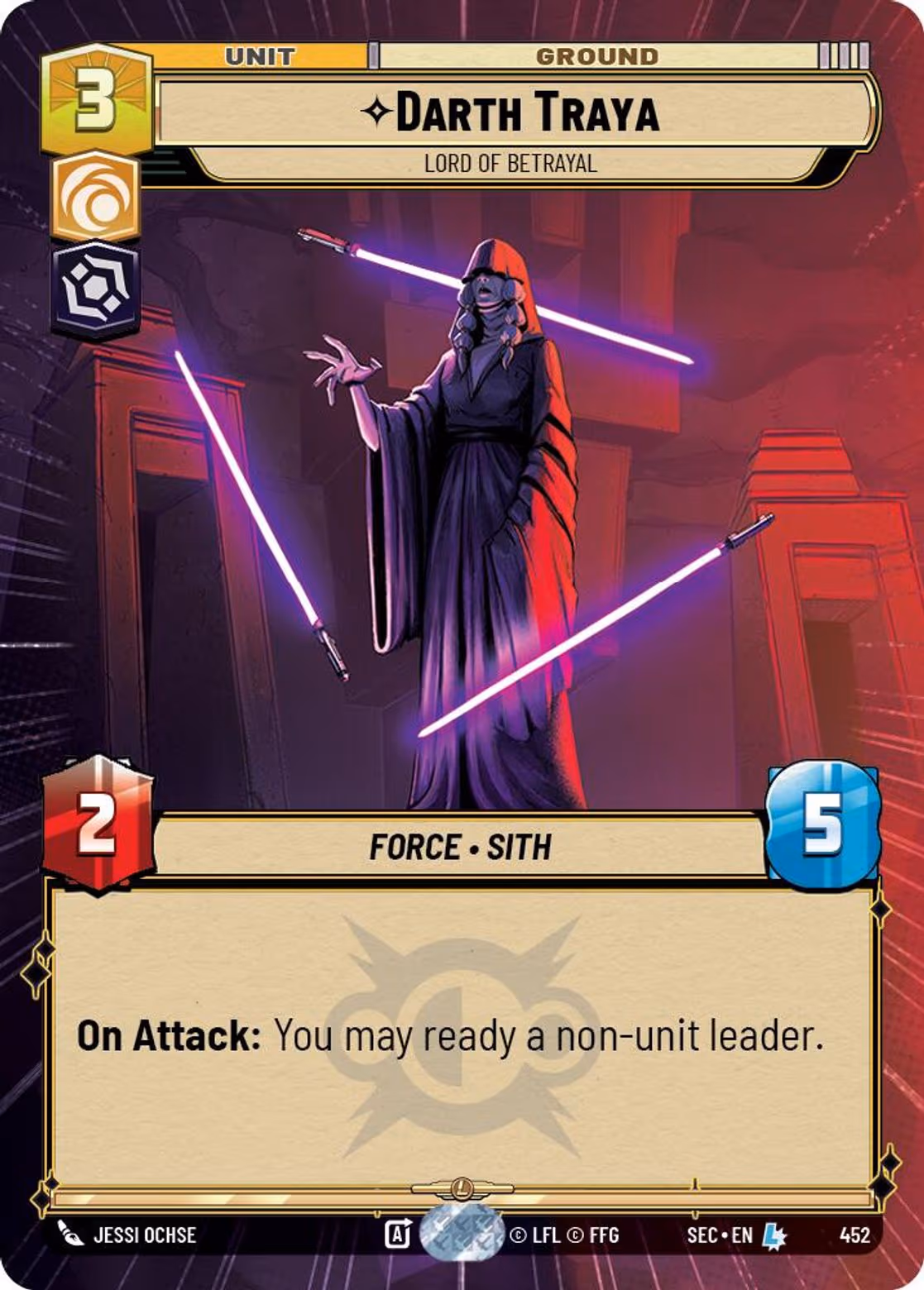 Darth Traya - Lord of Betrayal SEC-452 Hyperspace Star Wars Unlimited card