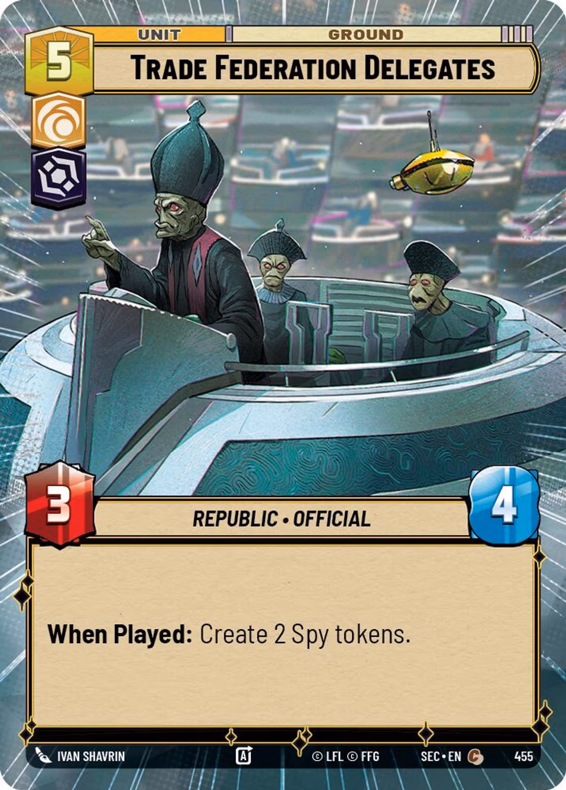 Trade Federation Delegates SEC-455 Hyperspace Star Wars Unlimited card