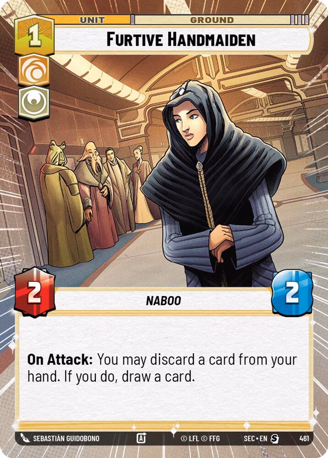 Furtive Handmaiden SEC-461 Hyperspace Star Wars Unlimited card