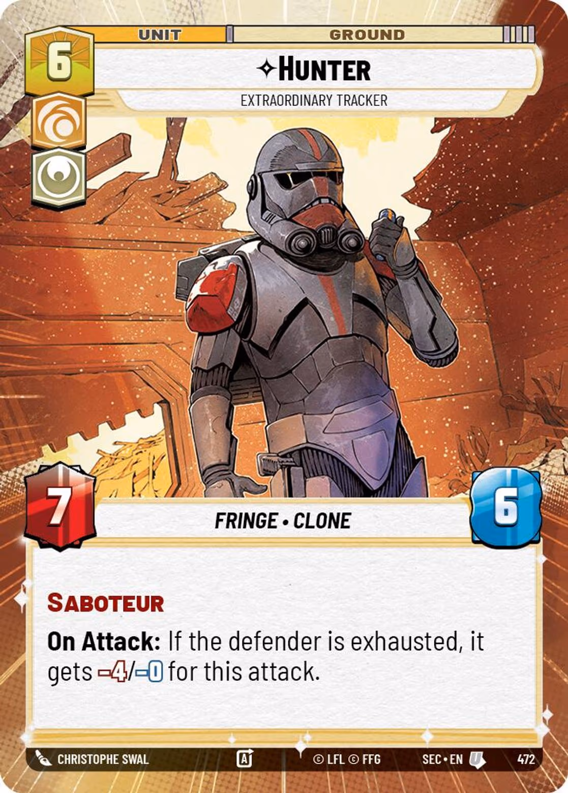 Hunter - Extraordinary Tracker SEC-472 Hyperspace Star Wars Unlimited card