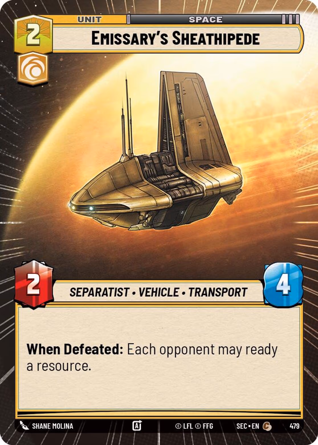 Emissary's Sheathipede SEC-479 Hyperspace Star Wars Unlimited card
