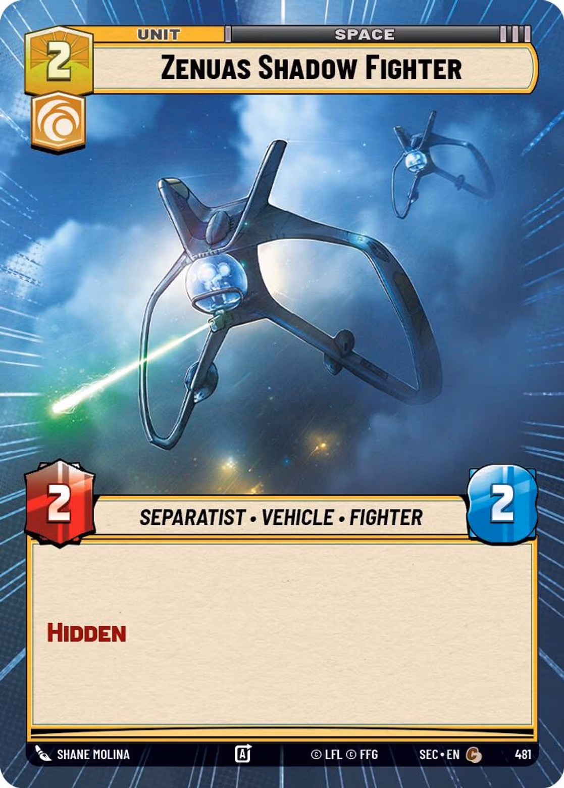 Zenuas Shadow Fighter SEC-481 Hyperspace Star Wars Unlimited card