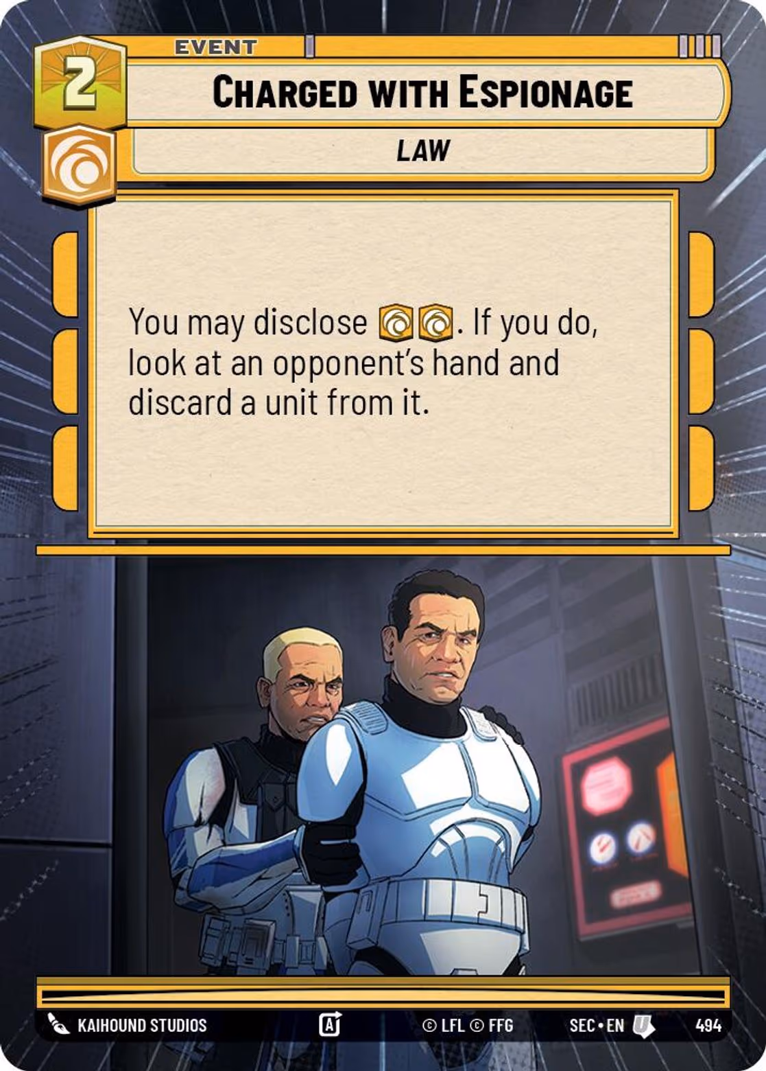 Charged with Espionage SEC-494 Hyperspace Star Wars Unlimited card