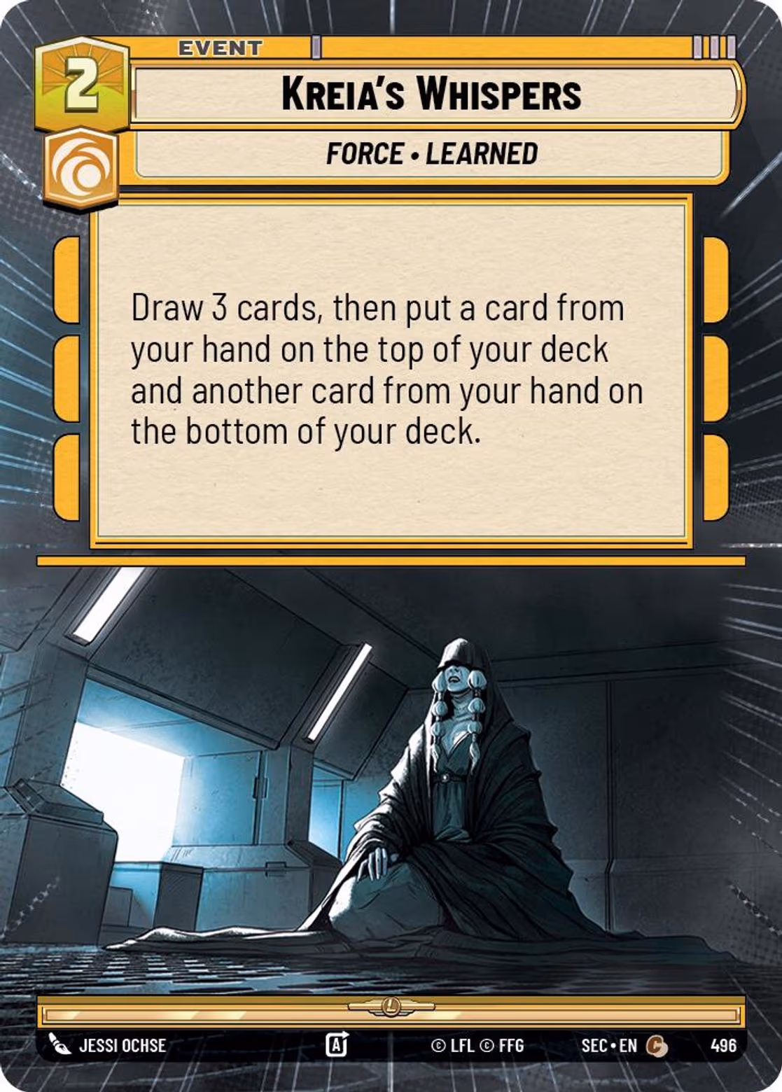 Kreia's Whispers SEC-496 Hyperspace Star Wars Unlimited card
