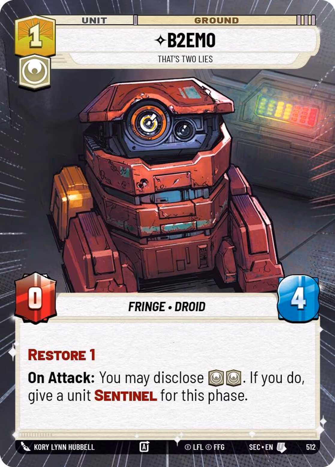 B2EM0 - That's Two Lies SEC-512 Hyperspace Star Wars Unlimited card