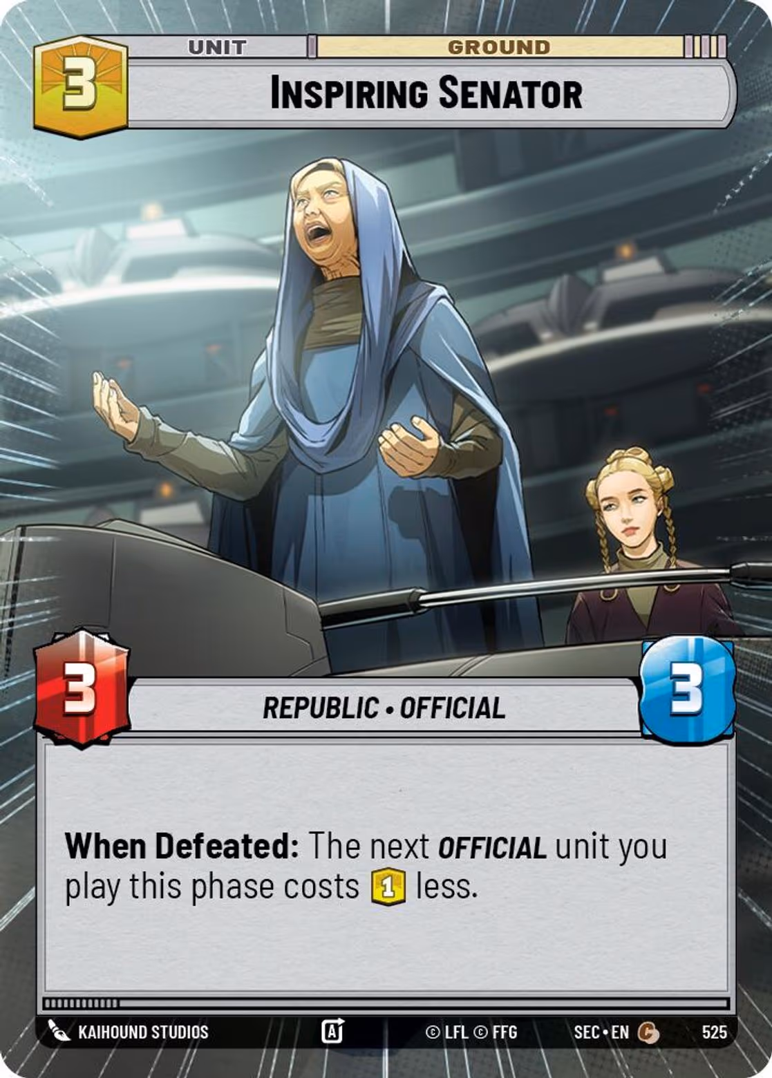 Inspiring Senator SEC-525 Hyperspace Star Wars Unlimited card