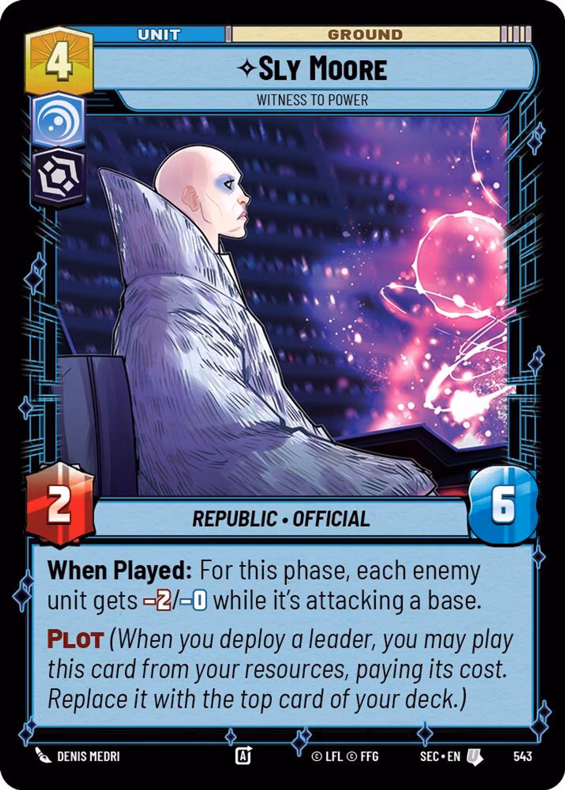 Sly Moore - Witness to Power SEC-543 Foil Star Wars Unlimited card