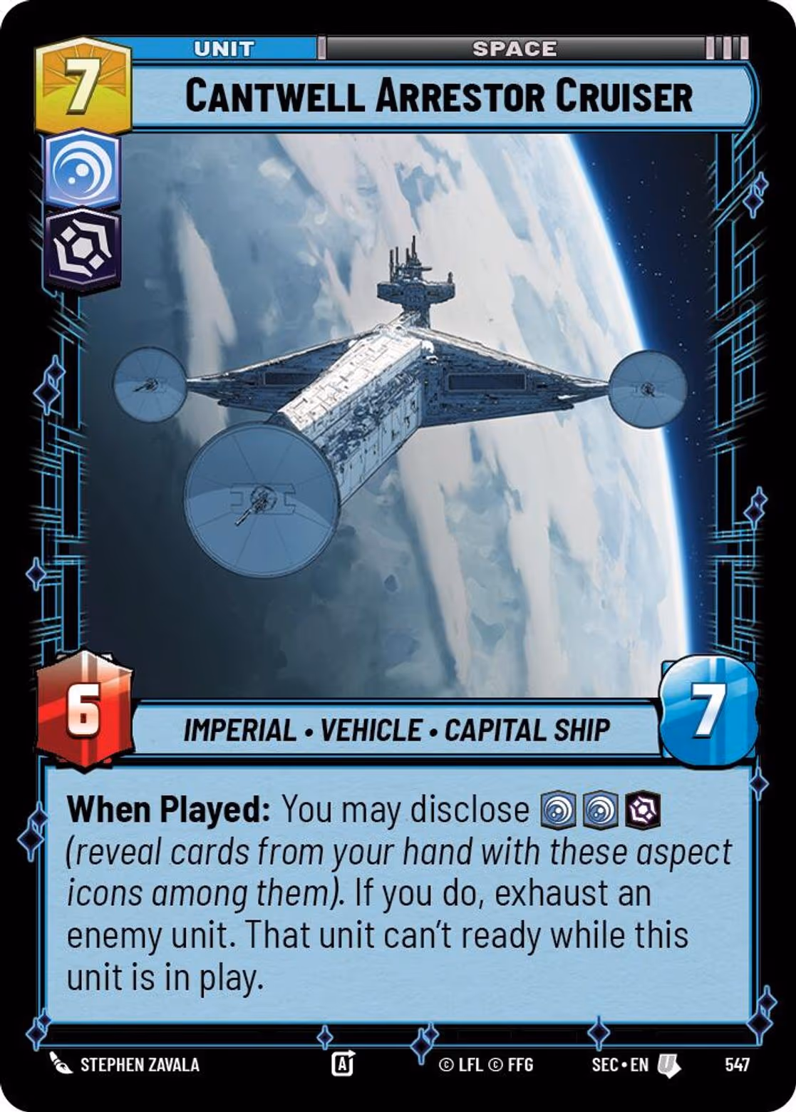 Cantwell Arrestor Cruiser SEC-547 Foil Star Wars Unlimited card