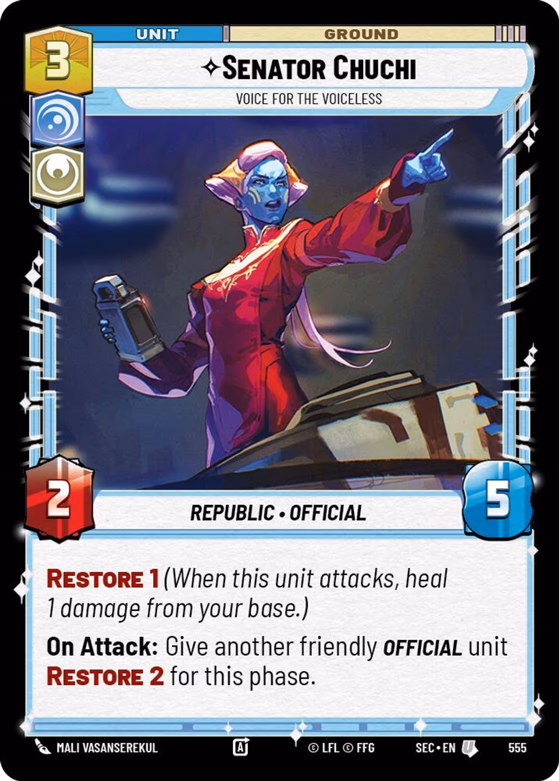 Senator Chuchi - Voice for the Voiceless SEC-555 Foil Star Wars Unlimited card
