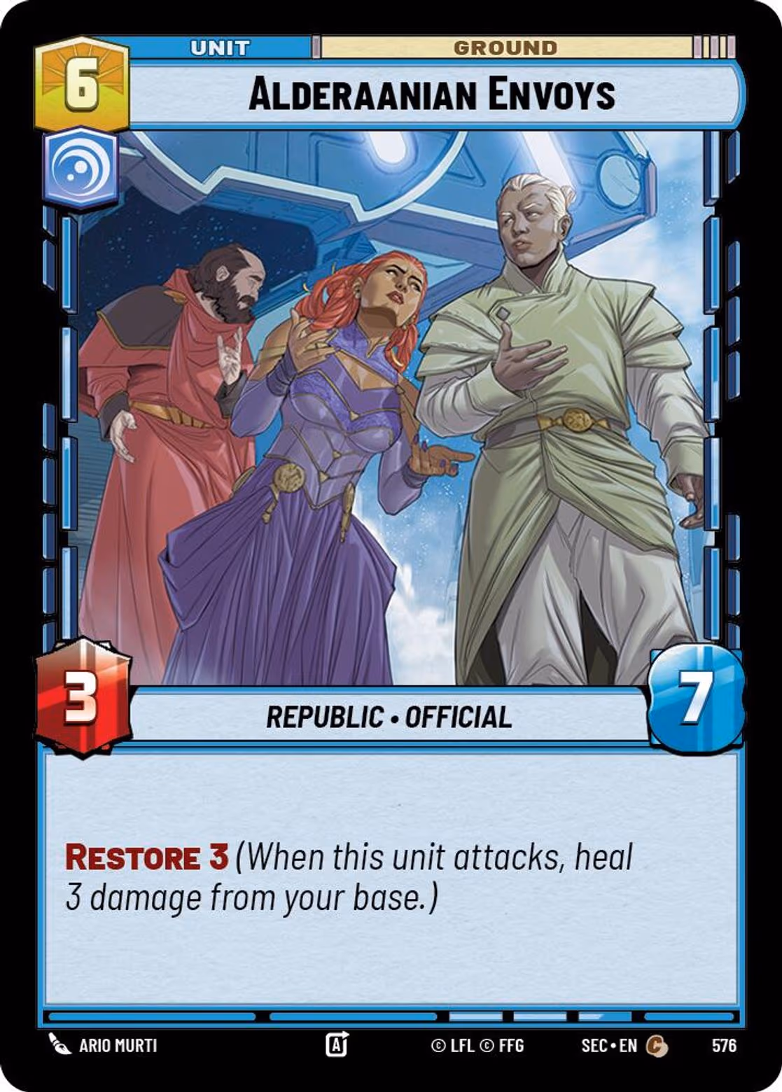 Alderaanian Envoys SEC-576 Foil Star Wars Unlimited card