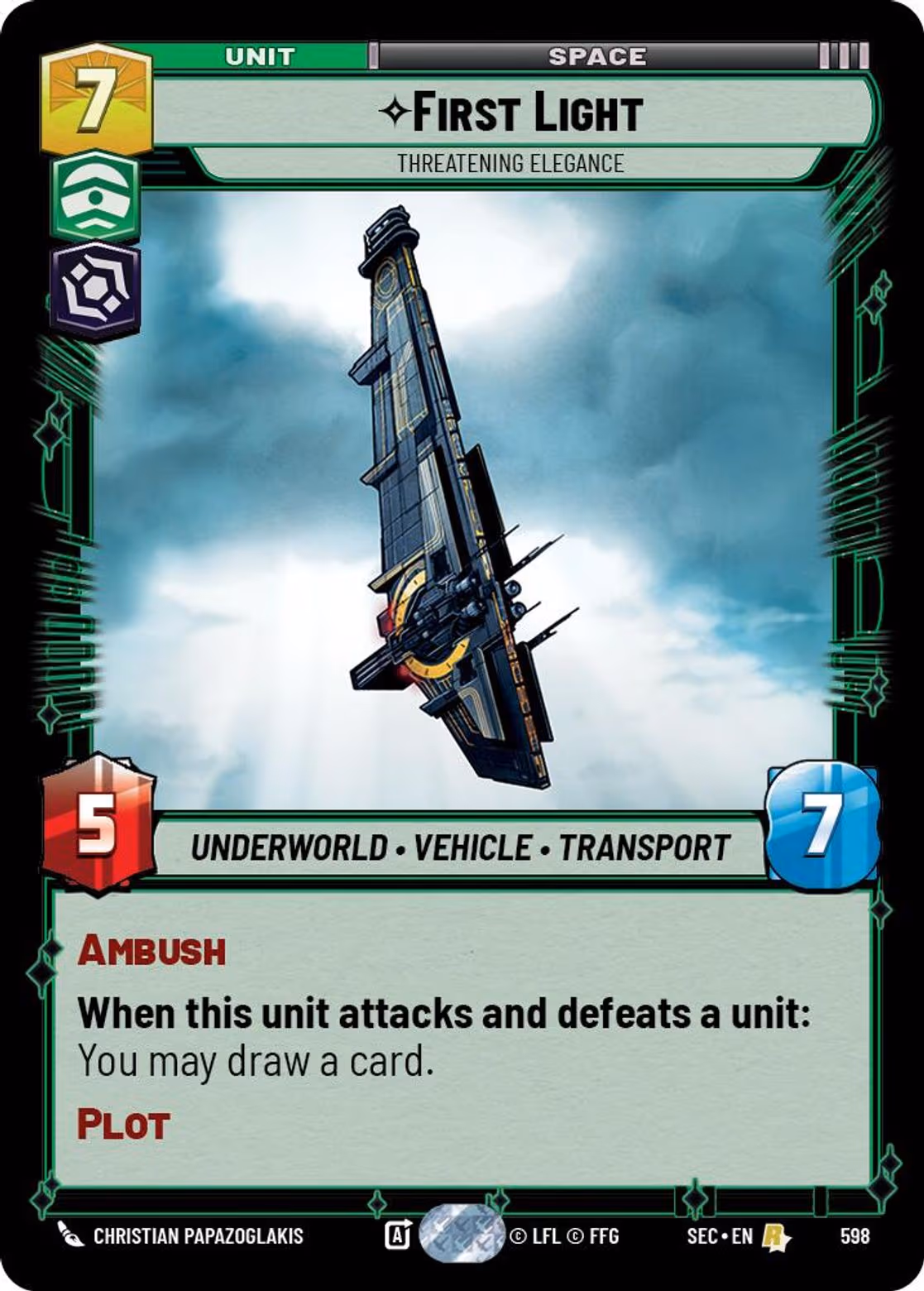 First Light - Threatening Elegance SEC-598 Foil Star Wars Unlimited card