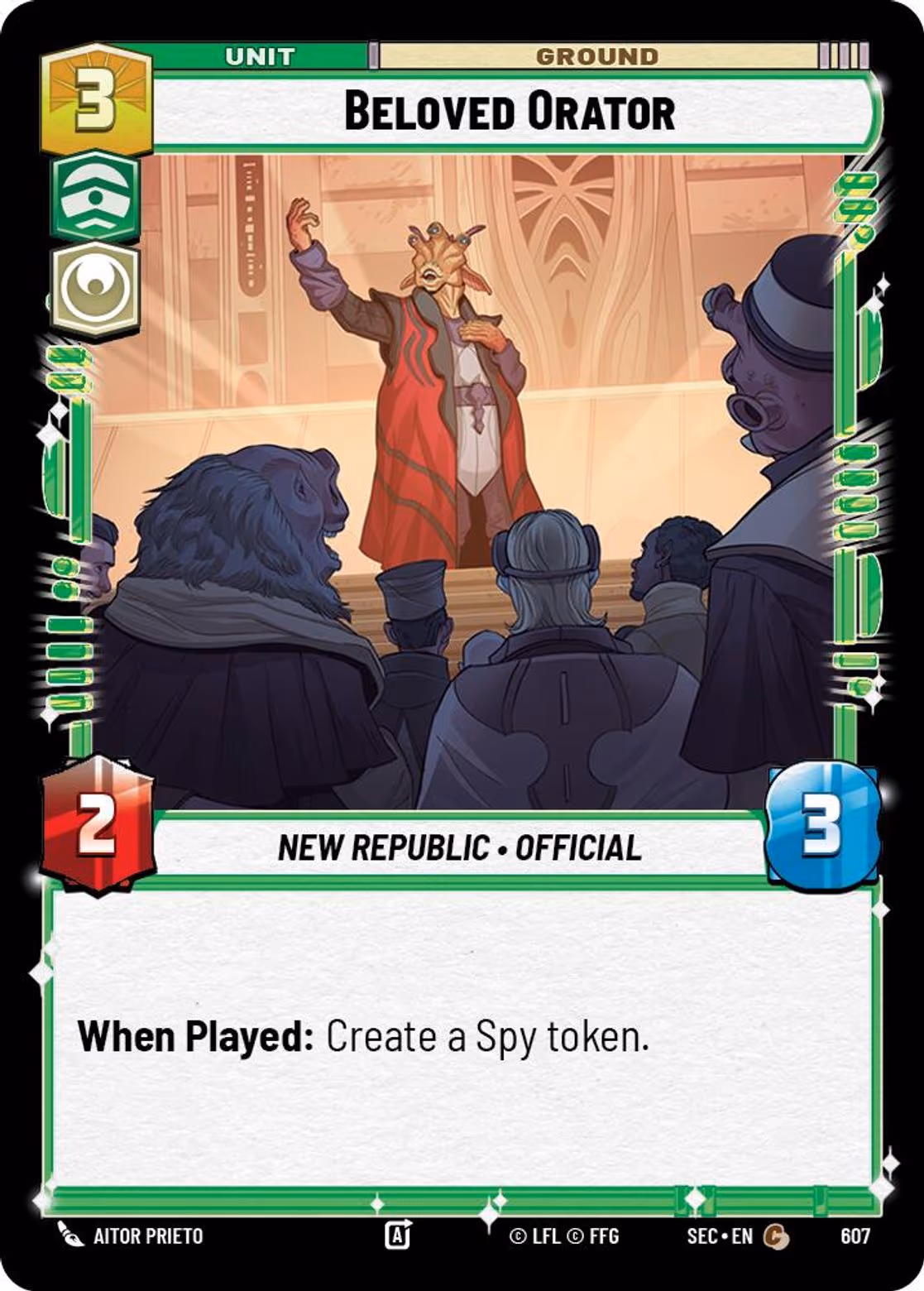 Beloved Orator SEC-607 Foil Star Wars Unlimited card