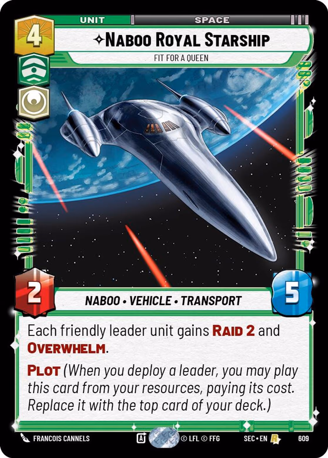 Naboo Royal Starship - Fit For A Queen SEC-609 Foil Star Wars Unlimited card