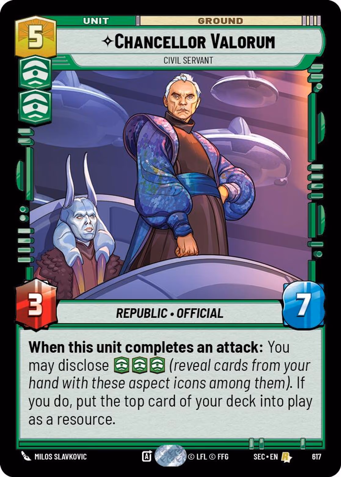 Chancellor Valorum - Civil Servant SEC-617 Foil Star Wars Unlimited card