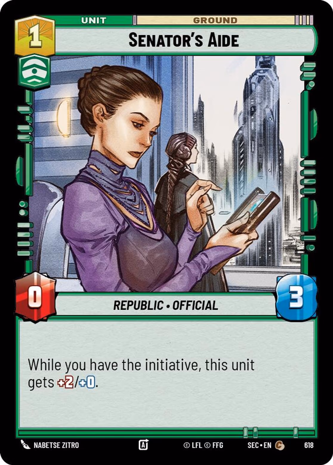 Senator's Aide SEC-618 Foil Star Wars Unlimited card